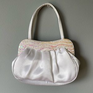 90s / Y2K Vintage tiny white clutch purse with sequins